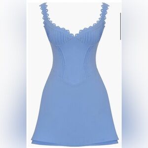 House of CB Tilly Pintuck Mini Dress in Blue